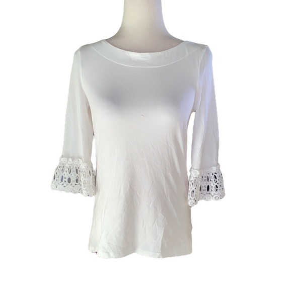 Lilly Pulitzer Waverly White Ruffle Scalloped Eyelet Lace Top - XS - Picture 3 of 13